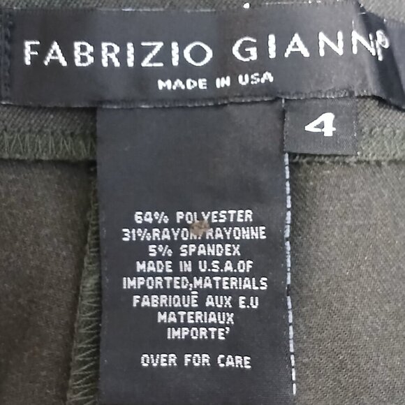 FABRIZIO GIANNI DARK OLIVE GREEN POLY/RAYON BLEND SIDE ZIP, SIZE 4 - Picture 4 of 8